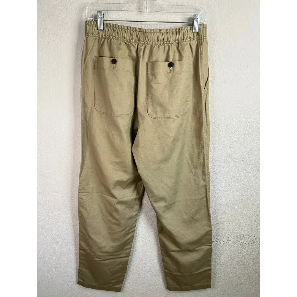 New J.Crew Pier Khaki Linen Blend Pants Men's Small Coastal Preppy Old Money